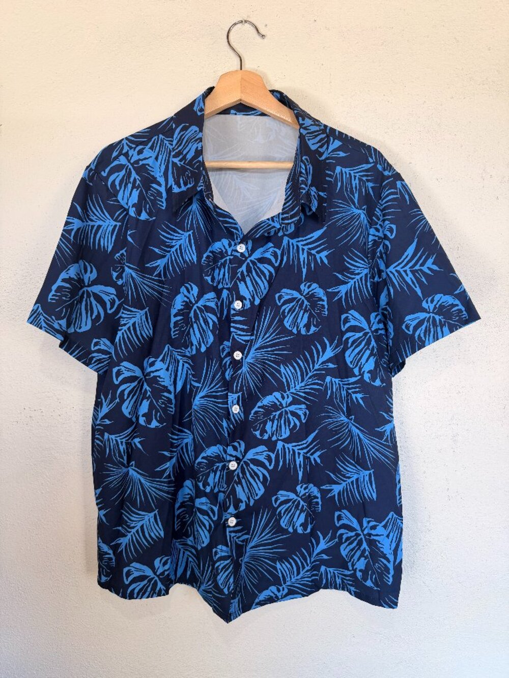 Dark Blue Monstera Buttoned Shirt